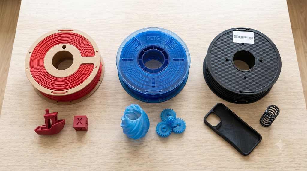 Diferentes tipos de materiales de filamentos 3D para impresión