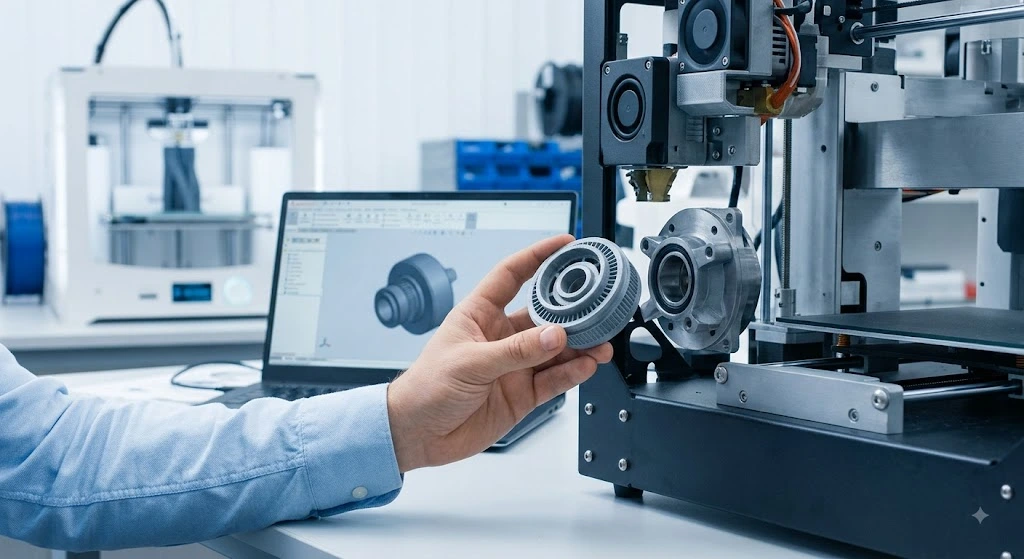 Pieza mecánica impresa en 3D para repuesto industrial