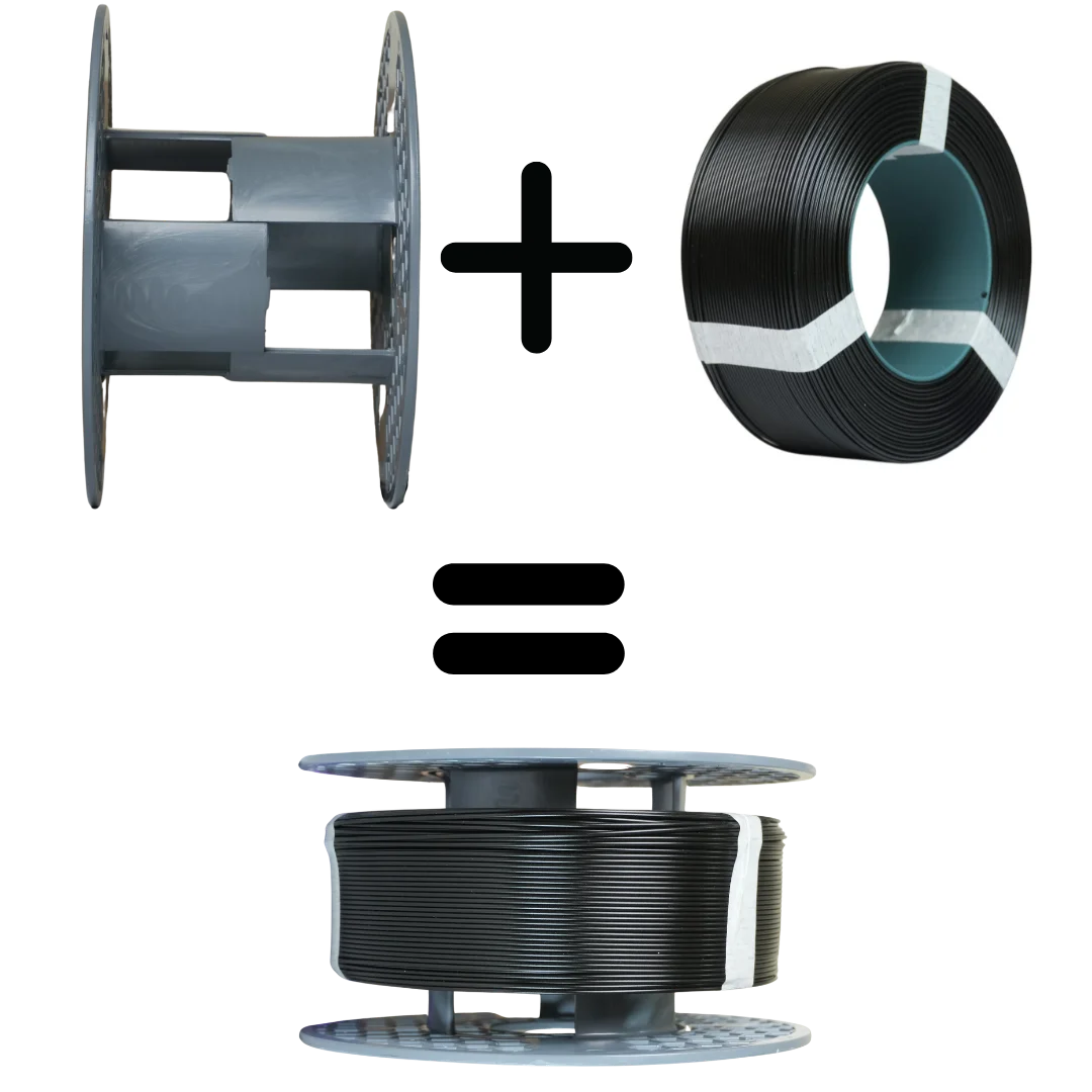Combo carrete reutilizable + filamento PLA de 1 KG color negro